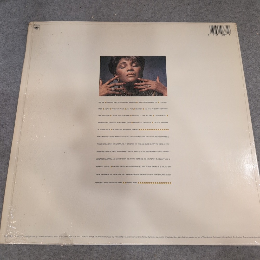 Nancy Wilson Forbidden Lover Vinyl LP Columbia C 40787 Jazz Soul 1987 Album - Picture 2 of 6